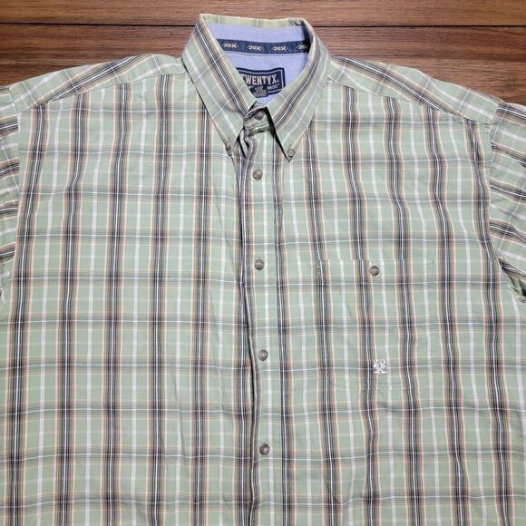 Wrangler TwentyX Full Button LS Green Plaid Shirt - Size XL - Picture 2 of 5